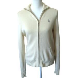 Ralph Lauren Sport Boys Cream Long Sleeve Full Zip Sweater Unisex Size Medium